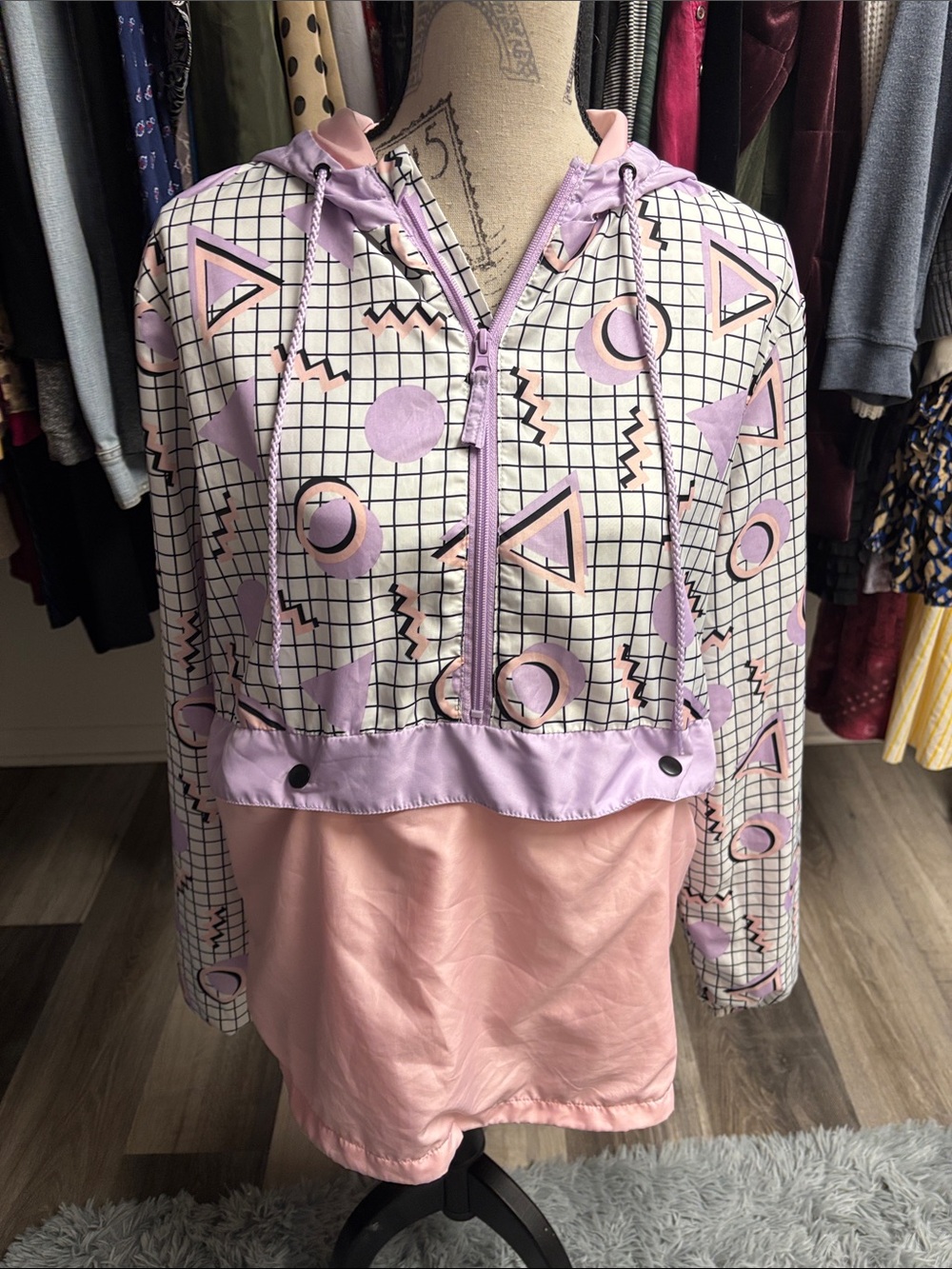 Pastel 80's Inspired Hooded Windbreaker